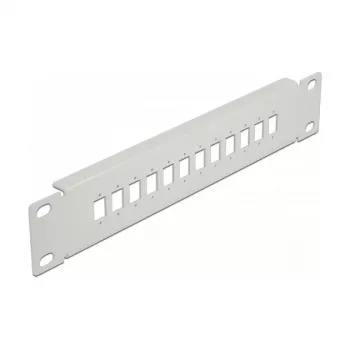 Patch panel de fibra ótica DeLOCK 10 polegadas 12 portas SC simplex LC duplex 1U cinzento