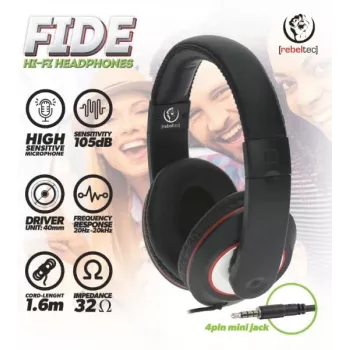 Auscultadores Rebeltec com fios over-ear preto