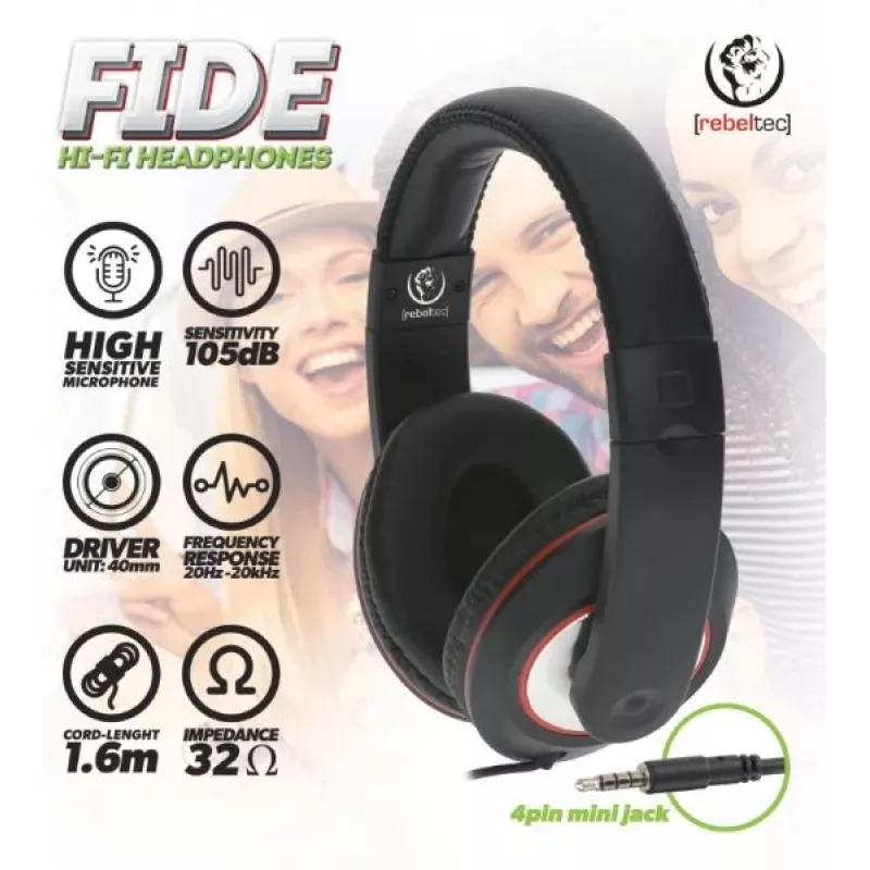 Auscultadores Rebeltec com fios over-ear preto