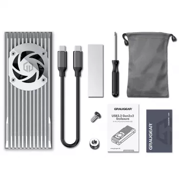 Caixa externa GrauGear M.2 NVMe com ventoinha 20Gbit - Caixa para unidade - Caixa (G-M206-20G-F)