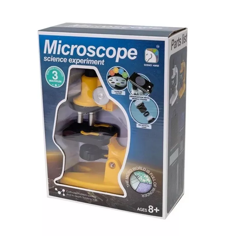 Microscópio Ascato 124582, ampliação 40x, iluminação LED, microscópio didático e de laboratório