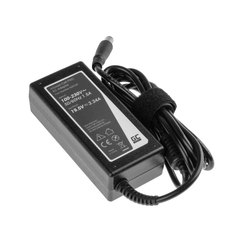 Fonte de alimentação/adaptador AC Green Cell AD07AP para Dell 19,5V 3,34A 65W / 7,4mm-5,0mm