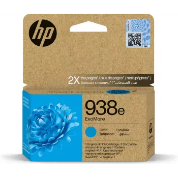 Tinteiro HP 938e EvoMore ciano – rendimento padrão, embalagem individual, aprox. 1650 páginas