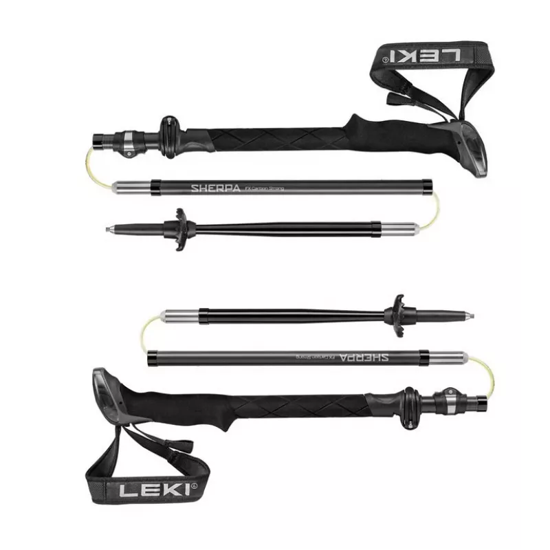 Bastões de trekking Leki Sherpa FX ajustáveis 120–140 cm, preto