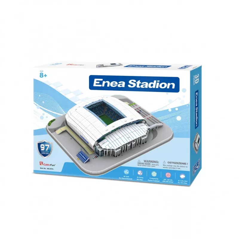 Puzzle 3D cubicfun modelo do estádio Lech-Poznan — réplica de estádio à escala para montar, peças de cartão, número de modelo 306-20257