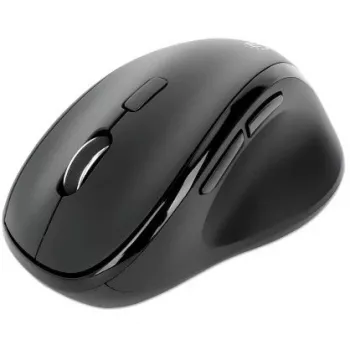 Manhattan Rato ergonómico sem fios, para destro, 800/1200/1600 dpi ajustáveis, 2,4 GHz (até 10 m), seis botões com roda de scroll, recetor combo USB-A e USB-C, preto, pilha AA (incluída), três anos de garantia