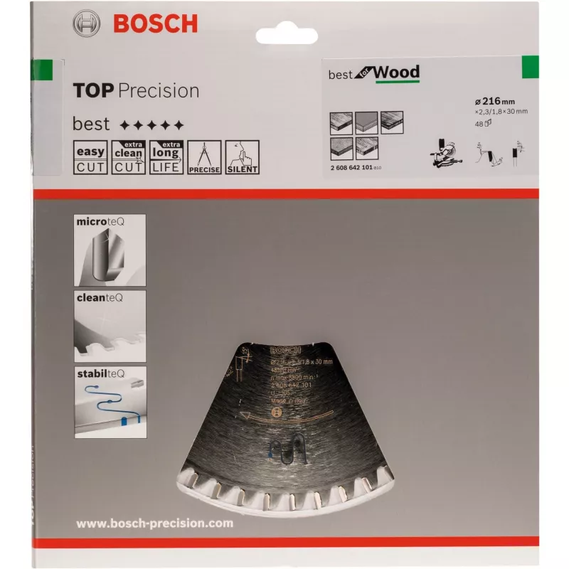 Disco de serra Best for Wood, Ø 216mm, 48Z (furo 30mm, para serras de corte e esquadria)