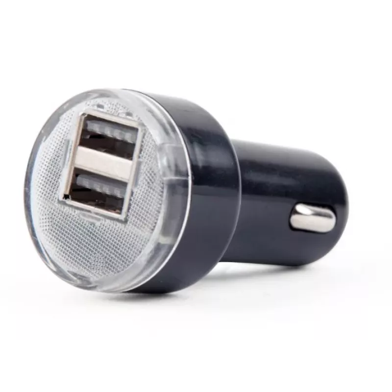 Carregador de automóvel Gembird EG-U2C2A-CAR-02, entrada 12–24V, saída 5V/2,1A, 2× USB 2.0, preto