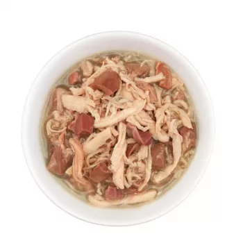 Alimento húmido para gatos Agras Pet Foods Schesir after Dark Complete Caldo 80 g — Frango, sem cereais, sem glúten e sem soja