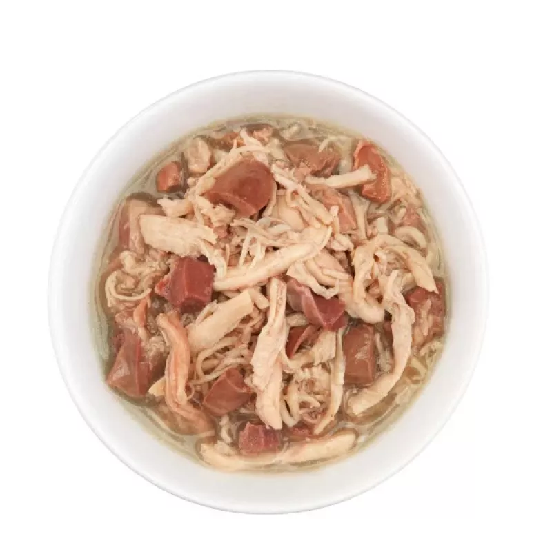 Alimento húmido para gatos Agras Pet Foods Schesir after Dark Complete Caldo 80 g — Frango, sem cereais, sem glúten e sem soja