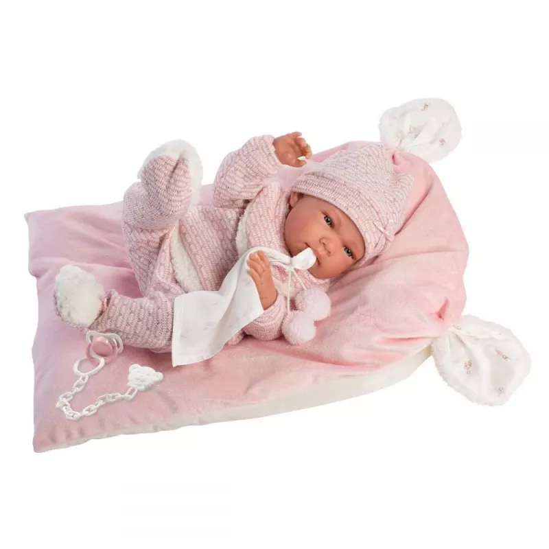 Boneca 73860 boneca bebé Nica sobre manta rosa 38 cm Llorens