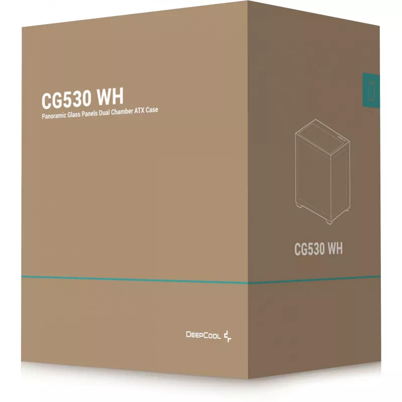 Caixa de PC DeepCool CG530 WH Midi Tower – ATX/Micro ATX/ITX, vidro temperado, 2×3,5 polegadas + 3×2,5 polegadas baías, suporta GPUs até 410 mm