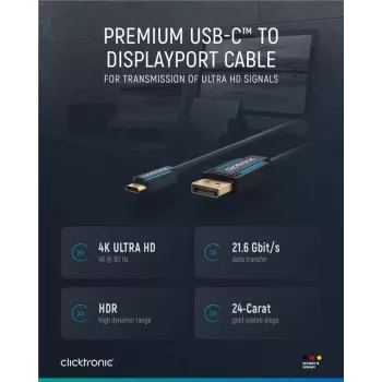 Cabo USB-C para DP. M/M. Azul. 1,0 m – Cabo – Digital/Dados (44931)