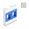 DeLOCK 81557 Módulo Easy 45 com dois suportes Keystone, 45 x 45 mm, branco/azul