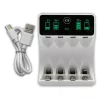 Carregador de bateria QOLTEC 50848 para células NiMH AAA (R03) e AA (R6) com visor LCD