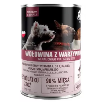 Ração húmida para cães PetRepublic DOG 400 g, pedaços em molho com vaca e legumes, para cães pequenos e médios