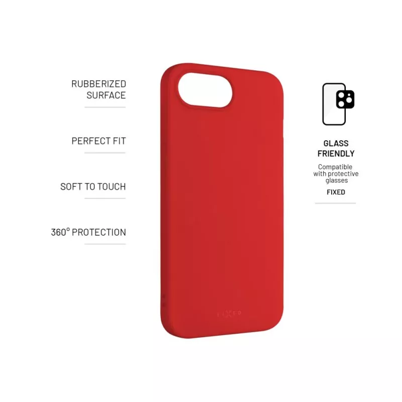 Tampa traseira para telemóvel FIXED para Apple iPhone 16e, Borracha, vermelho, capa protetora fina