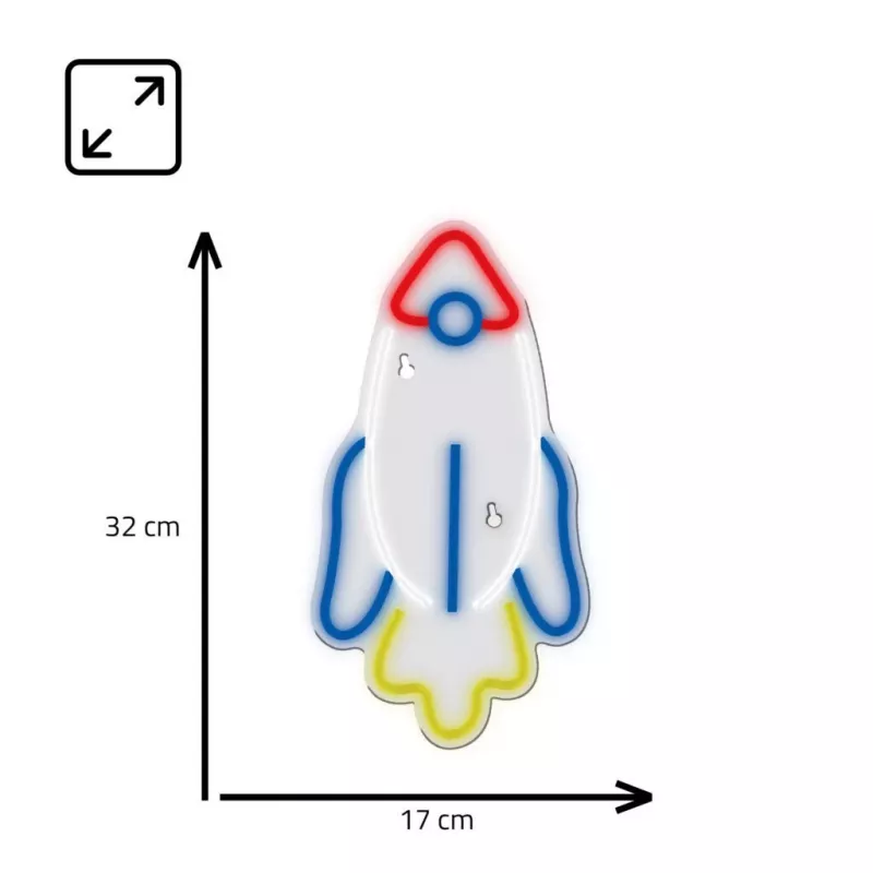 Luz néon LED MANTA SNL91MT estilo RAKETA – painel néon LED decorativo, modelo SNL91MT