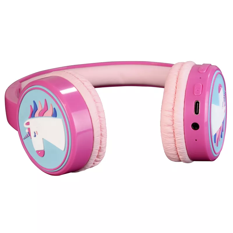 Denver BTH-106P auscultadores over-ear para crianças, com fio e sem fios (Bluetooth), rosa