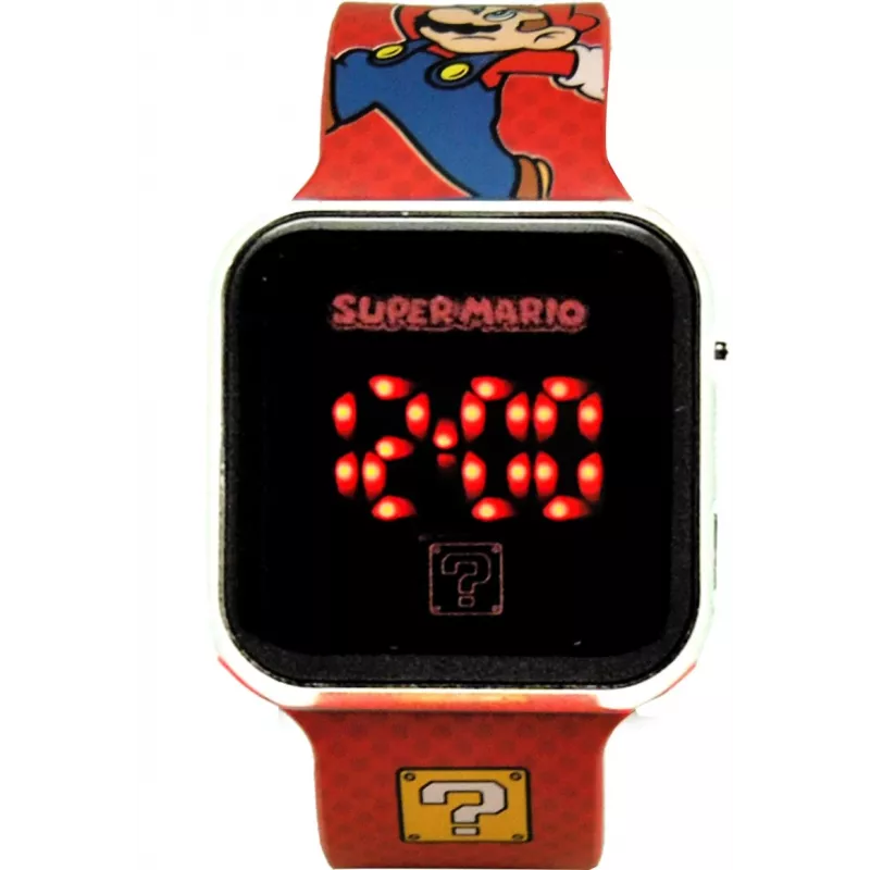 Relógio de pulso Kids Euroswan LED Super Mario vermelho relógio infantil digital com ecrã LED