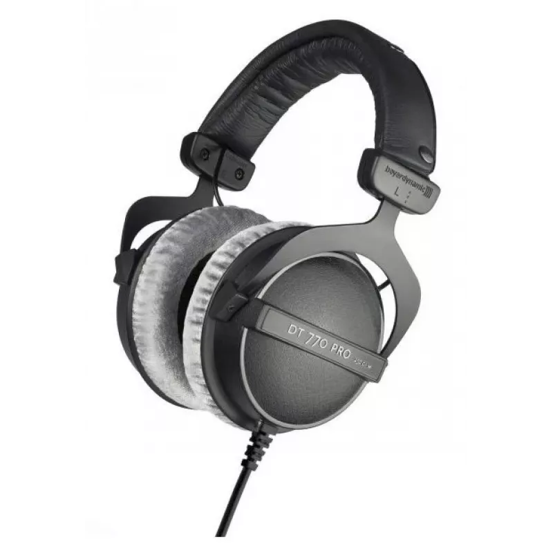 Auscultador de estúdio Beyerdynamic DT 770 PRO 80Ω — fechado, circumaural, 5–35000 Hz, 96 dB, 3,5 mm, ficha banhada a ouro