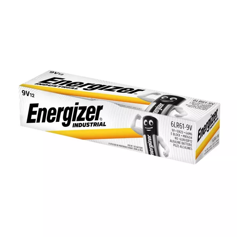 Pilhas alcalinas Energizer 9V PP3 Industrial, pack de 12