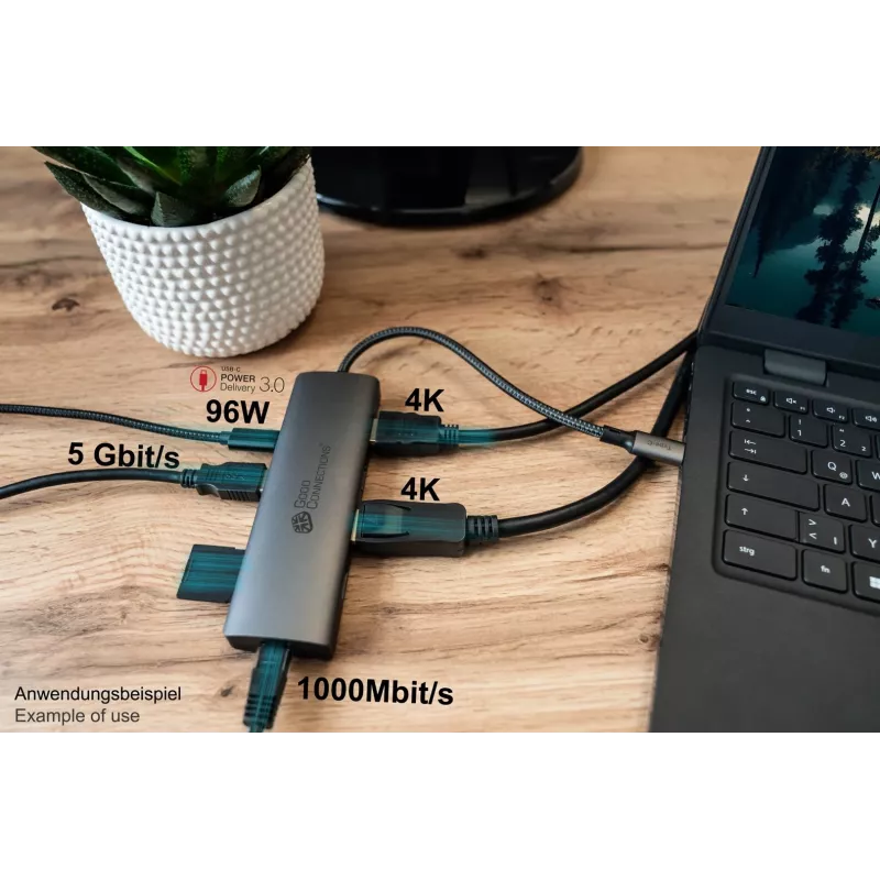 Alcasa HUB-C001A Hub de interface USB Type-C 5000 Mbit/s antracite