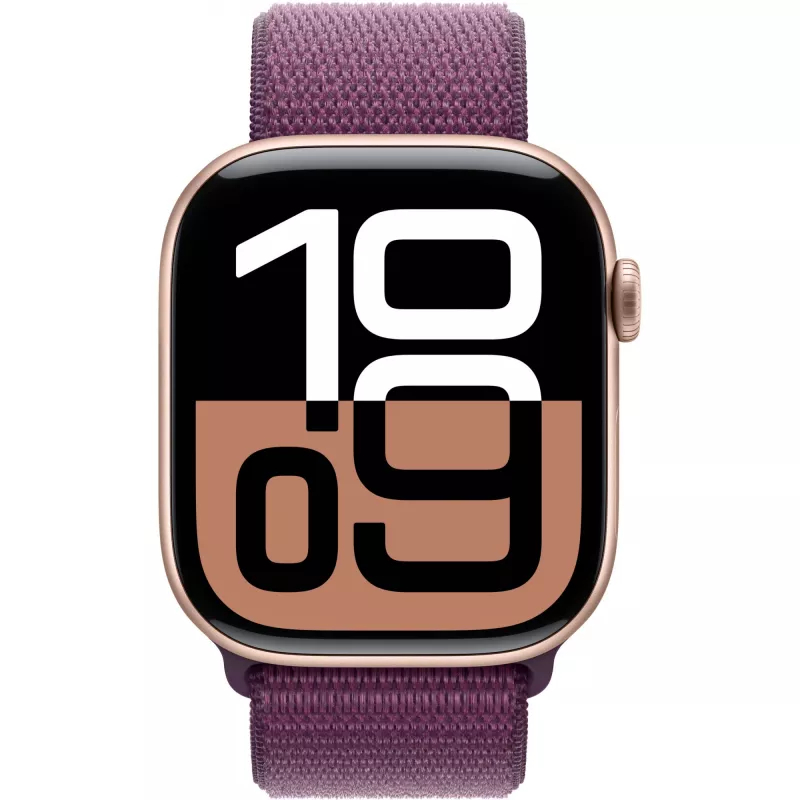 APPLE Watch Series 10 GPS 46mm Caixa de alumínio Rosé gold com bracelete desportiva Plum