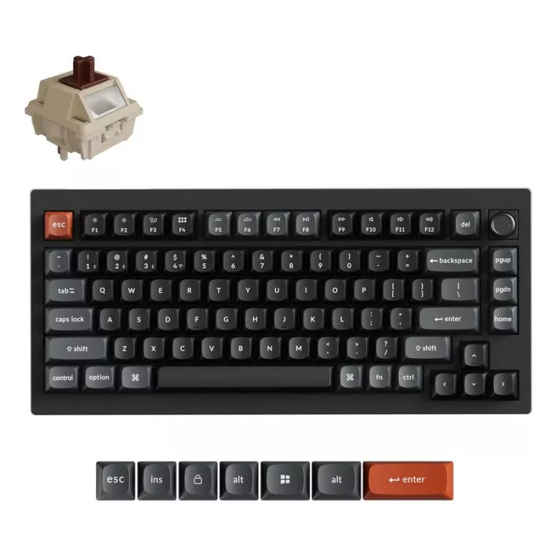 Teclado mecânico Keychron V1 Ultra 8K — 75 % QWERTY, Bluetooth, com fios, RGB, preto