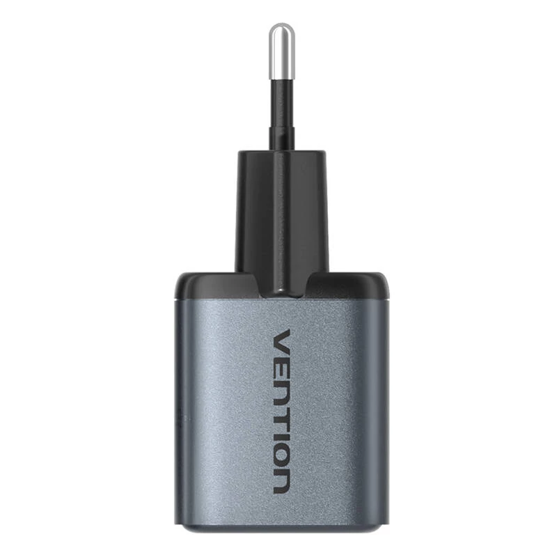 Carregador GaN Vention FEWH0-EU 30W — 1× USB-C, 1× USB-A, 30 W, preto