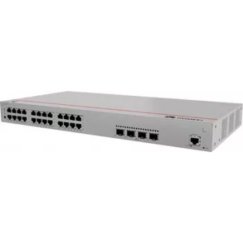 Switch HUAWEI S220-24P4X — 24 x Gigabit (10/100/1000) RJ-45, 4 x SFP+, PoE, 1U cinzento