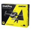 Amewi X4KPro, 4 rotores, 3840 x 2160 píxeis, 1500 mAh, cinzento