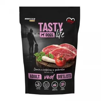 Comida húmida para cães BIOFEED Tasty Life Vitela — 90% vitela, saco de 500 g, sem cereais, alimento completo