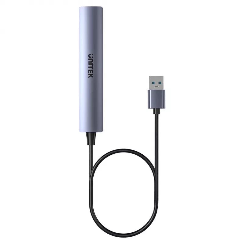 Hub USB Unitek H1208CGY01 — 4 portas USB 3.0 (5 Gbit/s), compatível com USB 2.0, alumínio