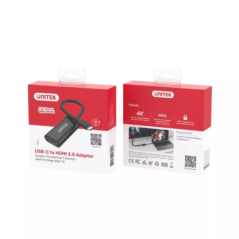 Adaptador gráfico USB UNITEK V1421A preto