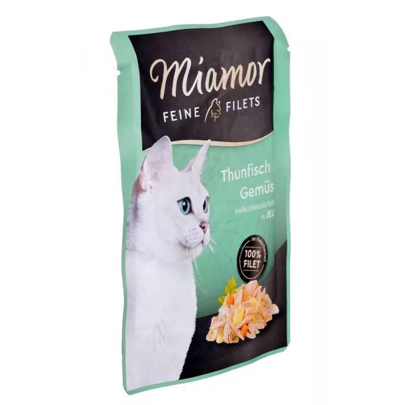 Alimento húmido para gatos Miamor Fine Fillets em geleia 100 g — peixe com cenoura, gatos adultos, saco