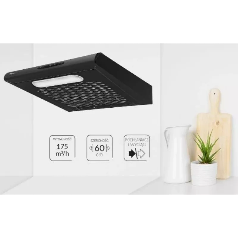 MPM MPM-61-PX-73 exaustor encastrável, 60 cm, LED, preto