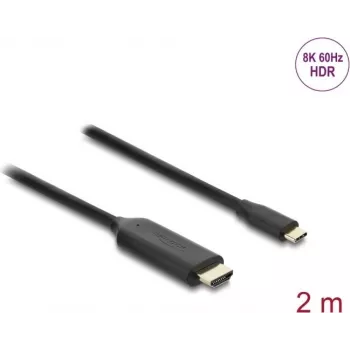 Adaptador de cabo de vídeo DELOCK 80599 — USB Type-C para HDMI, 2 m, preto