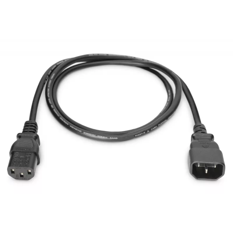Digitus ASSMANN - Cabo de alimentação - IEC 60320 C14 para IEC 60320 C13 - AC 250 V - 1,2 m - moldado - preto (AK-440201-012-S)