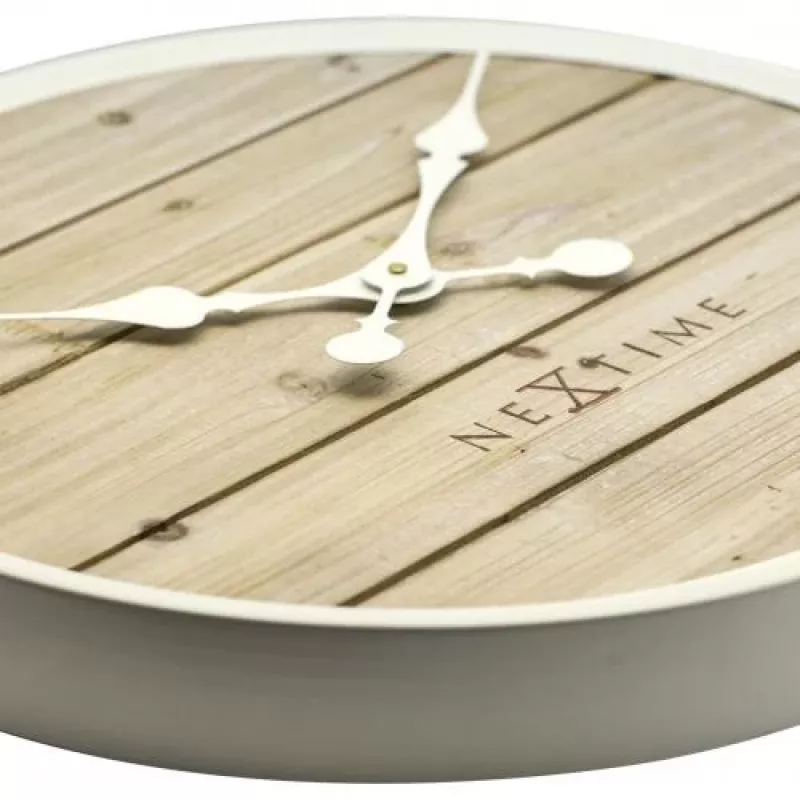 Relógio de parede NeXtime 3134wi Plank, Ø50 cm, branco
