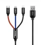BASEUS Colorfone CAMLT-BSY01 cabo USB 1,2 m USB A 3 x USB C preto, vermelho, azul