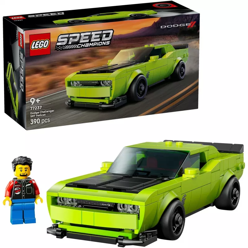 Carro de brinquedo de construção LEGO Speed Champions Dodge Challenger SRT Hellcat 77237 — 390 peças, 1 minifigura, idade recomendada 9+