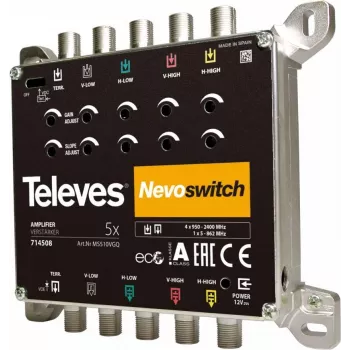 Multiswitch de satélite Televes 714508 5 entradas 5 saídas