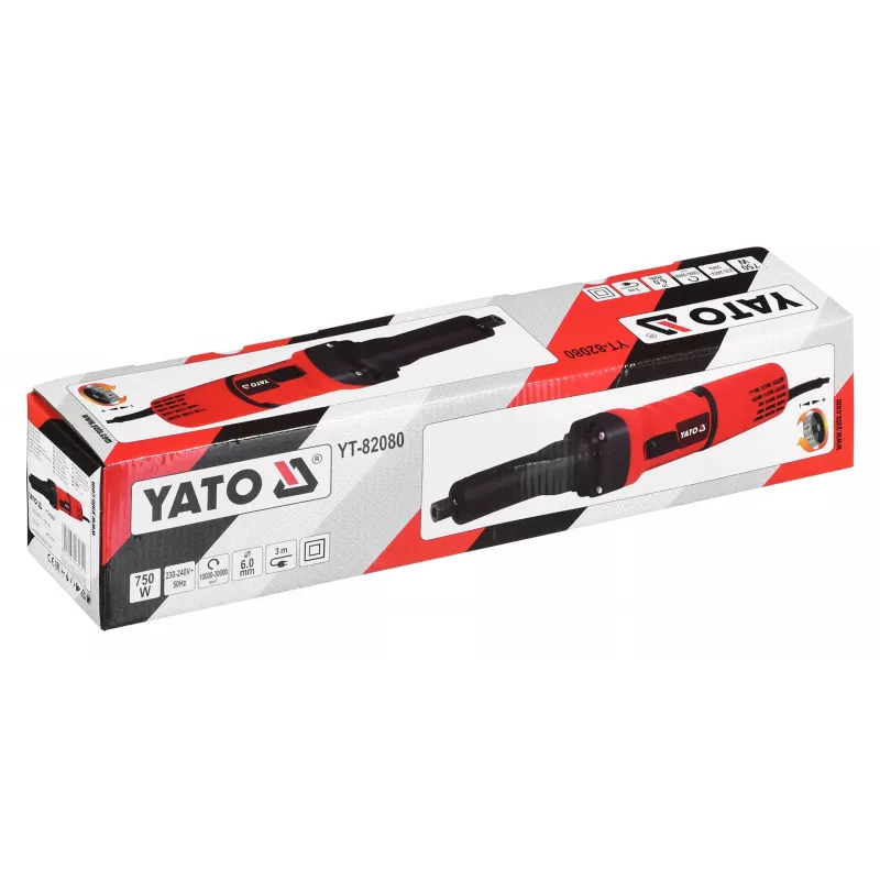 Yato YT-82080 retificadora reta, 750 W, pinça de 6 mm, 30000 RPM
