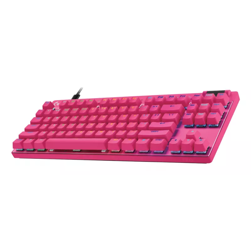 Teclado gaming Logitech G 920-013249 USB AZERTY francês rosa Tenkeyless