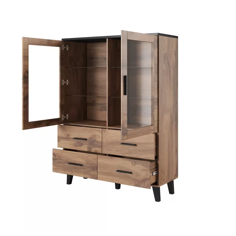 Cama conjunto de sala LOTTA 2 (aparador 150 2D3DR + aparador 110 2D4DR + vitrina 120 + mesa de centro 110)