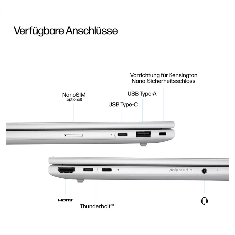 HP EliteBook 8 G1i CU5 226V/16GB/512SSD/W11 Pro 3 anos de garantia (DE) - Layout do teclado possivelmente alemão