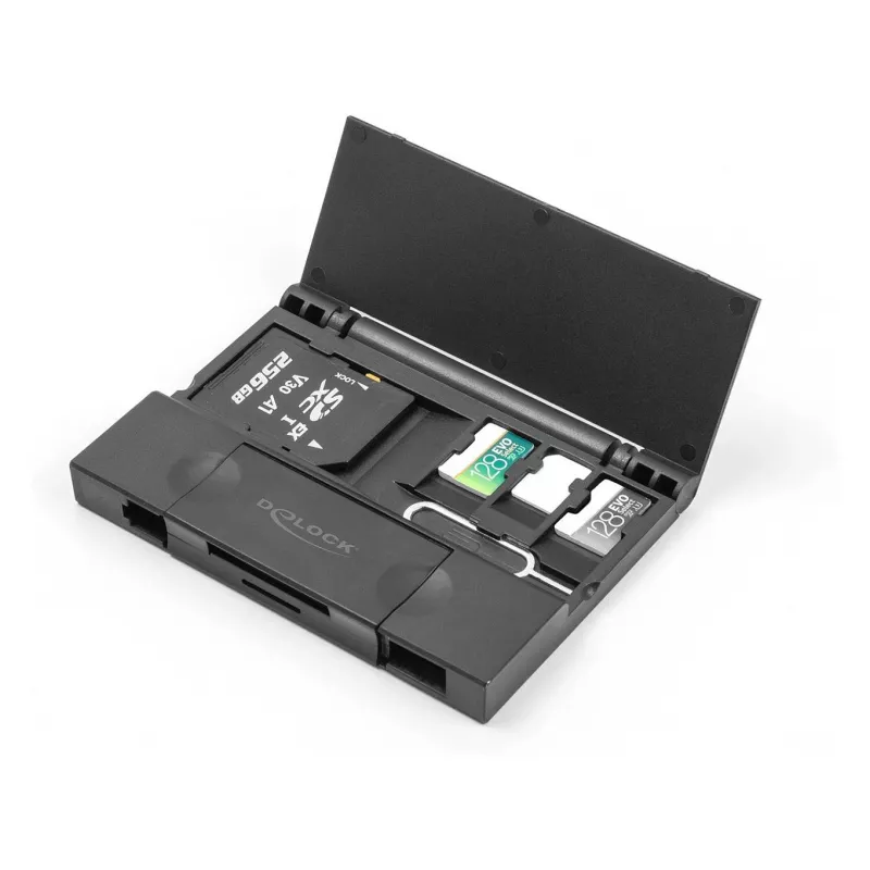Leitor de cartões DeLOCK 91014 USB 3.2 Gen 1 Type-A/Type-C preto MicroSD SD