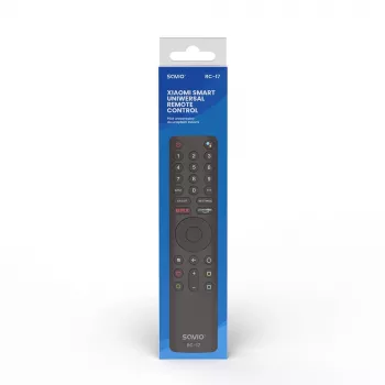 Comando à distância TV SAVIO RC-17 IR/Bluetooth, suporta 20 dispositivos, alcance 10 m, preto