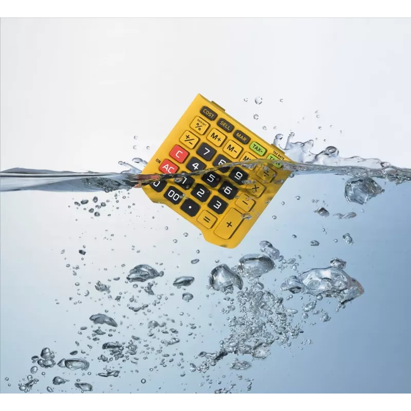 CASIO CALCULATOR OFFICE WATERPROOF WM-320MT-S, ecrã de 12 dígitos. Teclado removível, 108,5 x 168,5, grau de resistência à água e sujidade: IP54